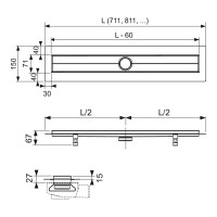 TECEdrainline Duschrinne 900 mm gerade, mit Seal System Dichtband, 600900