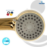 tecuro Handbrause ew-080 gold mit 3-Funktionen - Ø 80 mm mit Antikalkdüsen, vergoldet