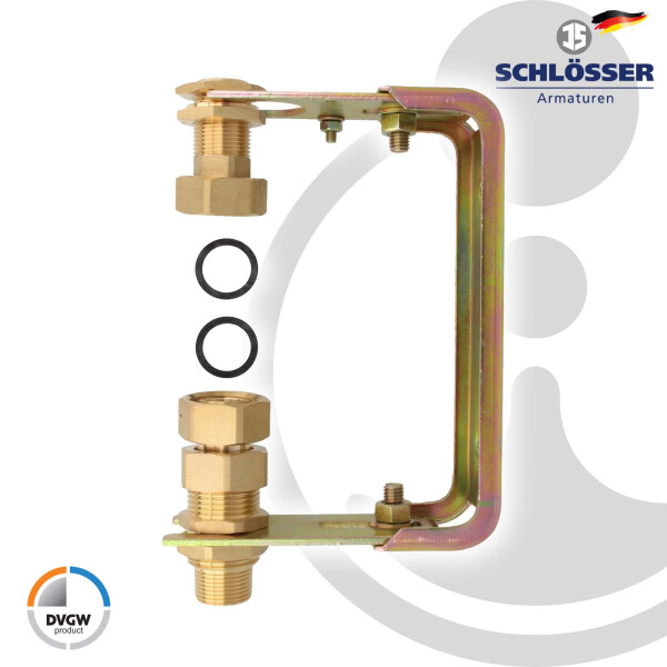 JS Wasserzähler-Bügel 3/4 Zoll, Steigstrang - für Hauswasserzähler Q3 DN 20 Baulänge 105 mm, verstellbar, verzinkt