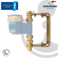 JS Wasserzähler-Bügel für Hauswasserzähler QN 2,5, DN 3/4 Zoll Steigstrang mit Baulänge 105 mm - verstellbar