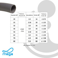 Mega Poolflex PVC Klebeschlauch Außen-Ø 50 x Innen-Ø 43 mm - Meterware