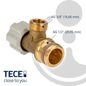TECE 9820013 Eckventil 1/2 x 3/8 Zoll für UP-Spülkasten