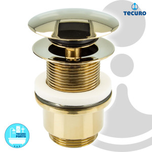 tecuro Pop Up Ablaufgarnitur vergoldet, 1 1/4 Zoll - für Waschbecken ohne Überlauf