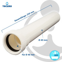 tecuro Tauchrohr - Wandrohr - Verlängerung 1 1/4 Zoll x Ø 40 x 250 mm, KS- weiß