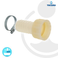 tecuro Schlauchtülle Ø 25 mm x Überwurfmutter 1 Zoll, inkl. Schlauchschelle, PA (nylon 66), natur