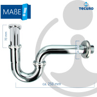 tecuro EDELSTAHL Röhrengeruchsverschluss Siphon für Waschbecken - chrom, mit Siphon-Gummimanschette