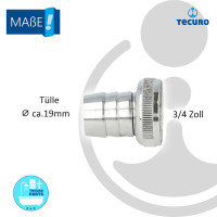 tecuro Geräteanschlusstülle 3/4 Zoll x Tülle 19 mm für Spülensiphon, Messing verchromt