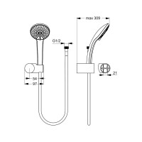 IDEALRAIN Handbrause-Set M3 mit 3-Funktionshandbrause Ø 100 mm - B9452AA