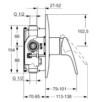 HANSA Einhebelmischer Fertigmontageset für Brausebatterie HANSAMIX 0185 Rosette rund, Chrom