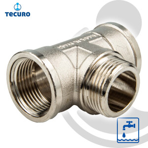 tecuro T-Stück Innengewinde Rp x Außengewinde G, zyl. MS-blank/vernickelt CW617N