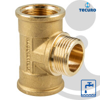 tecuro T-Stück Innengewinde Rp x Außengewinde G  x Innengewinde Rp 3/4 Zoll, MS-blank CW617N