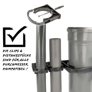 tecuro Rohrschelle - Rohrclip für Rohre & Schläuche, Ø 16-110 mm, erweiterbar