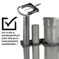 tecuro Rohrschelle - Rohrclip für Rohre & Schläuche, Ø 16-110 mm, erweiterbar