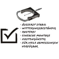 tecuro Rohrschelle - Rohrclip für Rohre & Schläuche, Ø 90 mm, erweiterbar