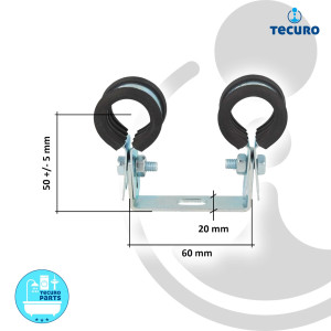 tecuro Doppel-Rohrschelle Ø 22 mm, mit Schallschutzeinlage, verzinkt