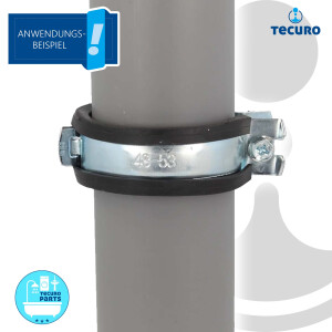 tecuro Einhand Schraubrohrschelle, M8/M10, verzinkt mit Schallschutzeinlage 40-43 mm