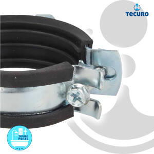 tecuro Einhand Schraubrohrschelle, M8/M10, verzinkt mit Schallschutzeinlage 48-53 mm