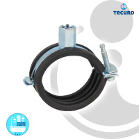 tecuro Einhand Schraubrohrschelle, M8/M10, verzinkt mit Schallschutzeinlage 48-53 mm