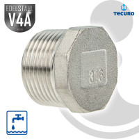 tecuro Stopfen mit Sechskant Edelstahl V4A (AISI 316), AG - verschiedene Größen