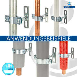 tecuro Schraub-Rohrschelle  Ø 48-53 mm, M8/M10 Anschlussgewinde, verzinkt