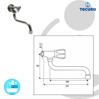 tecuro Wand- Schwenkventil - Auslaufventil mit Schwenkauslauf 200 mm für Küche/Keller