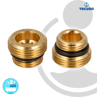 tecuro Übergangsnippel für Hahnblock 1/2 Zoll selbstdichtend x 3/4 Zoll 2er Set aus Messing