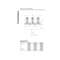 JS Kompakt-Verteilerstation DN 25/32, mit Ablaufrinne, DIN-DVGW, Messing