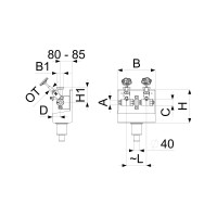 JS Kompakt-Verteilerstation DN 25/32, mit Ablaufrinne, DIN-DVGW, Messing