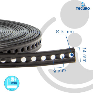 tecuro Lochband Montageband 14 mm x 10 m Rolle - Stahl - Kunststoff ummantelt