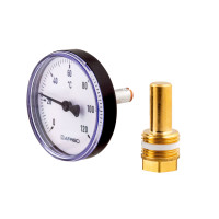 AFRISO Bimetall Zeigerthermometer 0 - 120°C mit Messing Tauchhülse/Schutzrohr