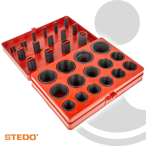 STEDO Industrie O-Ring-Box, Sortiment mit 30 Abmessungen gesamt 382 Stück - 320542