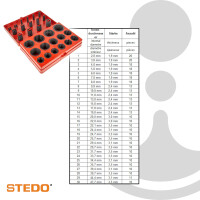 STEDO Industrie O-Ring-Box, Sortiment mit 30 Abmessungen gesamt 382 Stück - 320542