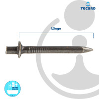 tecuro Fixpin Einschlagdübel -nägel Ø 4 mm, gehärtet, VPE 100 Stück, für Rohbeton