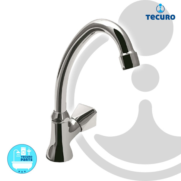 tecuro Stand-Schwenkventil - Auslaufventil mit HU-Rohrauslauf 130 mm Küche/Keller
