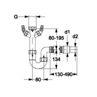 Haas PP-Spülensiphon Geruchsverschluss 2820, mit flexiblem Schlauch u. zwei Geräteanschlüssen, 1 1/2 Zoll DN 40/50