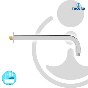 tecuro DESIGN eckiger 300 mm Brausearm 90° gebogen für Regenbrausen, Messing verchromt
