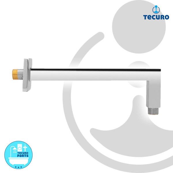 tecuro DESIGN eckiger 300 mm Brausearm 90° für Regenbrausen, Messing verchromt