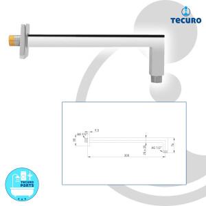 tecuro DESIGN eckiger 300 mm Brausearm 90° für...