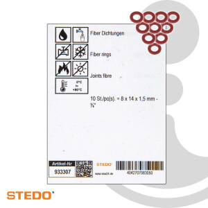 STEDO Fiber Flachdichtung, 8  x 14 x 1,5 mm (VE 10 Stück) nach DIN 7737