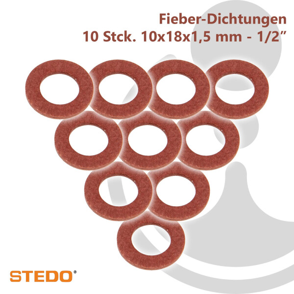 STEDO Fiber Flachdichtung, 10 x 18 x 1,5 mm (VE 10 Stück), nach DIN 7737
