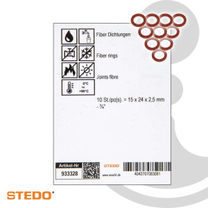 STEDO Fiber Flachdichtung, 15 x 24 x 2,5 mm (VE 10 Stück), nach DIN 7737