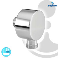 tecuro Design Wandanschlussbogen DN 15 - 1/2 Zoll - Ø 50 mm, Messing verchromt