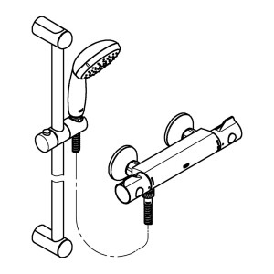 GROHE Thermostat-Brausebatterie Grohtherm 800, mit Brausegarnitur, chrom - FG34566001