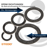 STEDO EPDM Dichtung, für Rohrverschraubung im Trinkwasserbereich, nach WDK-Leitlinie 2201