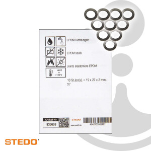 STEDO EPDM Dichtung, 19 x 27 x 2 mm (VE 10 Stück), nach WDK-Leitlinie 2201