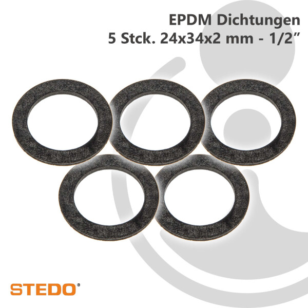 STEDO EPDM Dichtung, 24 x 34 x 2 mm (VE 5 Stück), nach WDK-Leitlinie 2201