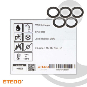 STEDO EPDM Dichtung, 24 x 34 x 2 mm (VE 5 Stück), nach WDK-Leitlinie 2201