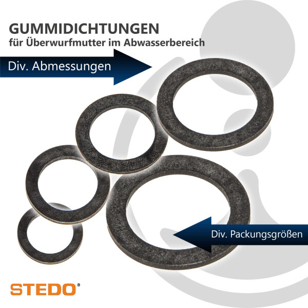 STEDO Gummi Dichtung, für Überwurfmutter im Abwasserbereich (VE 10 Stück)