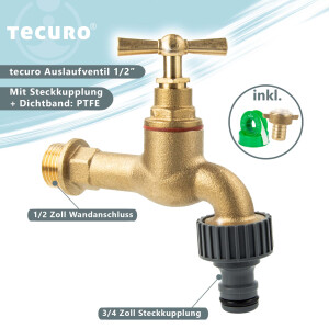 tecuro Auslaufventil 1/2 Zoll, Knebeloberteil,...