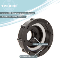 tecuro IBC Adapter Anschlusskappe mit Grobgewinde S60 x 6 und Innengewinde 3/4 Zoll, HDPE